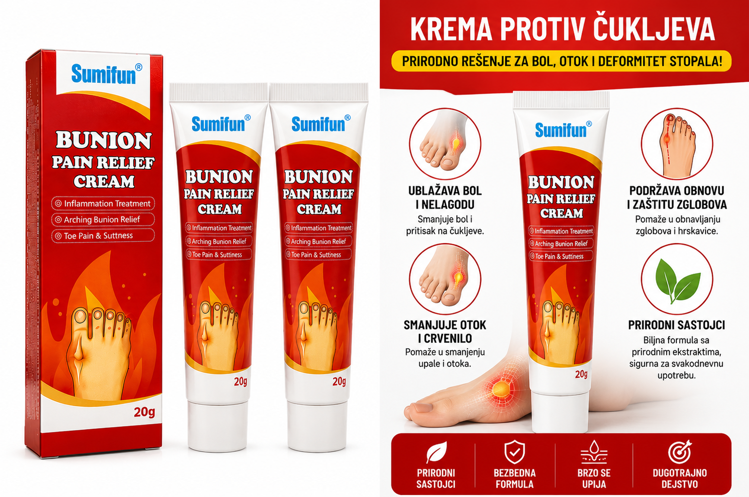 Bunion Care- KREMA  PROTIV ČUKLjEVA  1+1 GRATIS